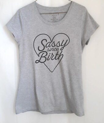 #ad Ladies Tshirt w Slogan quot;Sassy Since Birthquot; XL 15 17 Gray short sleeves $5.49