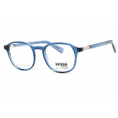 #ad Guess Men#x27;s Eyeglasses Full Rim Shiny Blue Plastic Rectangular Frame GU8251 090