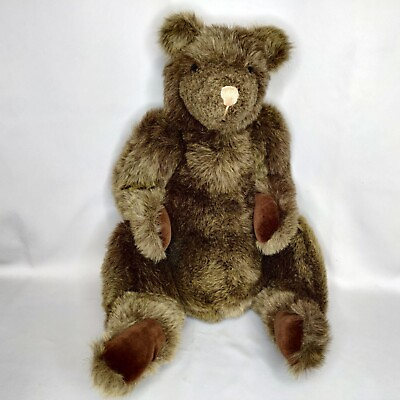 #ad OOAK Large Jointed Stuffed Bear Plush Brown 29quot;