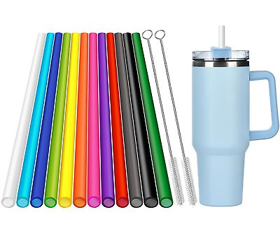 #ad 12 Pack Color Replacement Straws for Stanley 40 oz Tumbler 12 inch Reusable Str