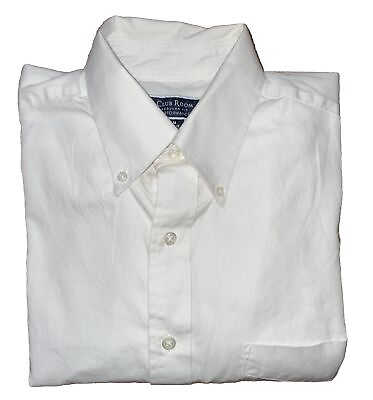 #ad CLUB ROOM Mens Dress Shirt Button Regular Fit Performance White Med 16 1 2 32 33