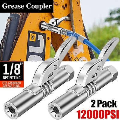 #ad 2 Pack Grease Gun Coupler High Pressure Quick Release Lock Oil Injection Nozzles