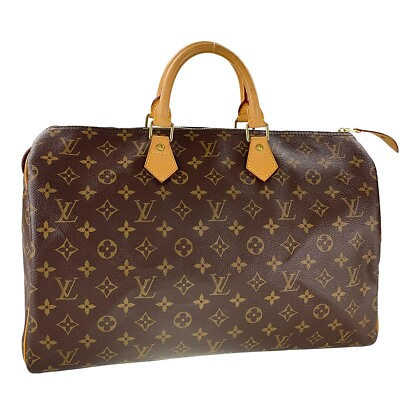 #ad Louis Vuitton Monogram Speedy 40 Leather Fabric Brown Handbag 1631