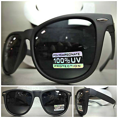#ad CLASSIC VINTAGE 80#x27;s RETRO Style SUN GLASSES Matte Black Frame Super Dark Lens