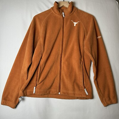 #ad Rare Columbia Texas Longhorn Edition Orange Fleece Zip Jacket Women Medium B 68