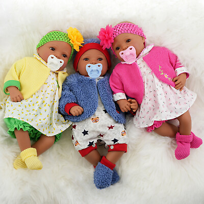 #ad 20quot; Reborn Baby Dolls Ethnic Black Reborn Babies Boy Girl Doll Dummy Bottle