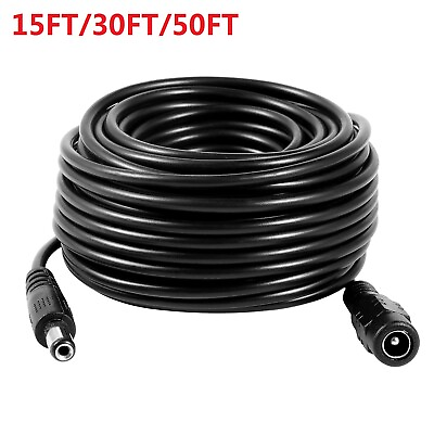 #ad Hiseeu 15 30 50ft 5.5mmx2.1mm 12V DC Power Extension Cable for Security Camera