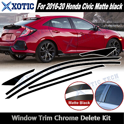 #ad Fit 2016 2021 Civic Hatchback Window Trim Chrome Delete Blackout KK Matte Black