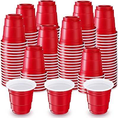 #ad 500 Pack 2oz Red Plastic Shot Glasses Cups Disposable Shot Glasses