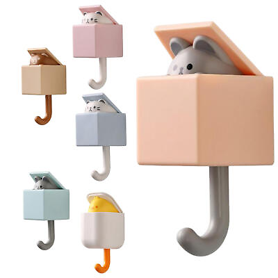 #ad Creative Adhesive Coat Hook Cute Cat Key Holder Hook Cute Pet Hooks Wall Decor