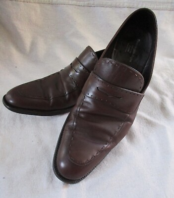 #ad Ermenegildo Zegna Couture authentic brown leather penny loafers 12.5D