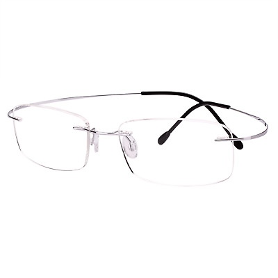 #ad Luxury Pure Titanium Rimless Optic Flexible Eyeglass Frame Eyewear Clear Lenses