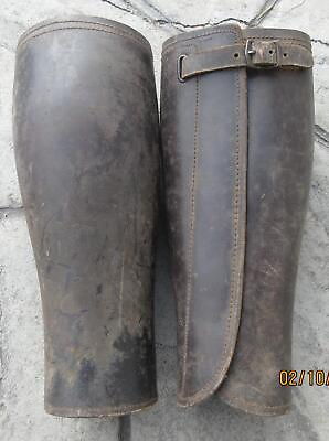 #ad Vintage Army Cavalry Officers Leather Horse Riding Gaiters Spats Half Chaps $59.99