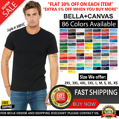 #ad Bella Canvas Unisex T Shirt Short Sleeve 100% Cotton Jersey Tee 3001C T Shirt