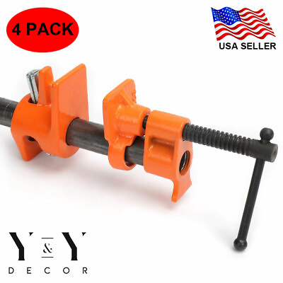 #ad 4 Pack 1 2quot; Wood Gluing Pipe Clamp Set Heavy Duty PRO Woodworking Cast Iron $32.99