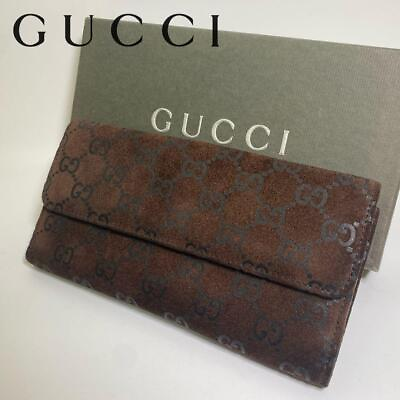 #ad 2001 Rare Gucci Long Wallet Suede Gg Pattern With Box japan $257.24