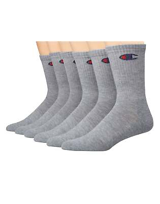 #ad Champion Mens Crew Socks 6 Pack Arch support Cushioned Soft Assorted sz 6 12