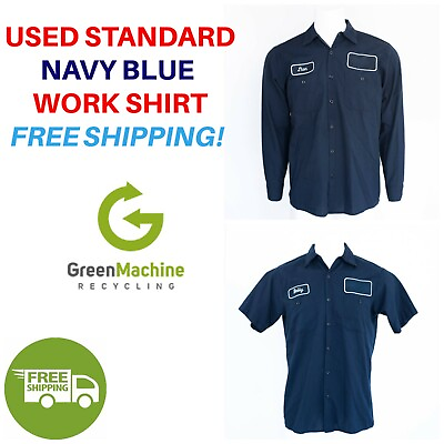 #ad Used Work Shirts Cintas Redkap Unifirst Gamp;K Navy Blue FREE SHIP