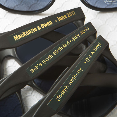 #ad 40 200 Personalized Metallic Black Sunglasses Beach Wedding Shower Party Favor