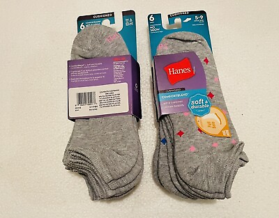 #ad Hanes Cushioned No Show Socks Women#x27;s 12 Pairs Shoe Size 5 9 Full Sole