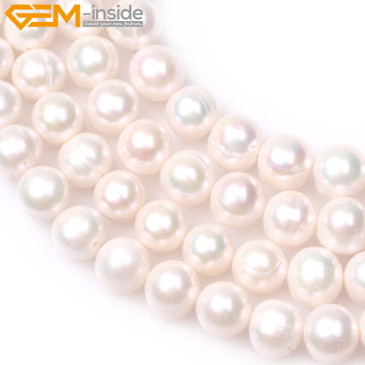 #ad Natural White Near Round Freshwater Pearls Loose Beads Jewelry Making Strand 15quot;
