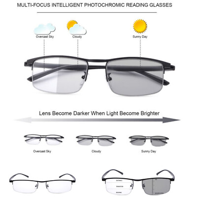 #ad Progressive Multifocus Reading Glasses Reader Photochromic Transition Sunglasses $9.10