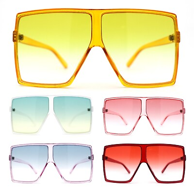#ad XXL Oversized Pop Color Flat Top Rectangle Sunglasses