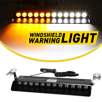 #ad 12 LED Emergency Warning Beacon Strobe Light Bar Windshield Dash Hazard Lamp EOA