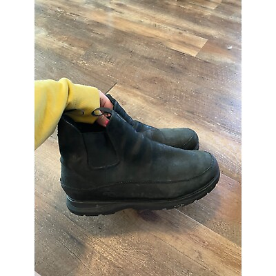 #ad Sorel Hood River Black Leather Pull On Boot Men’s 14 $54.99