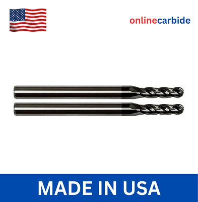 #ad 2 PCS 7 32quot; 4 FLUTE BALL NOSE CARBIDE END MILL TiALN COATED
