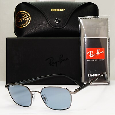 #ad Ray Ban Sunglasses Polarized Chromance Gunmetal Grey Blue RB 3664 CH 004 BA 50mm