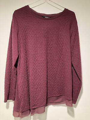 #ad Simply Vera Vera Wang Wine Burgundy Women’s Asymmetrical Hem Sweater Top Size XL