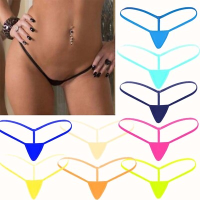 #ad Sexy Women G String Underwear Thong Mini Low Rise Micro Thong Panties Briefs