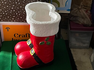 #ad HUGE quot; SANTA BOOTS quot; DECORATION OR FLOWERS PLANTER 17quot; INCHES TALL READ INFO
