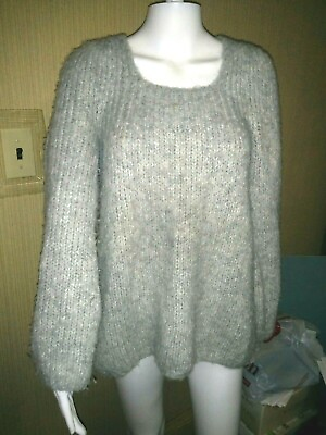 #ad BCBG Max Azria Alpaca Blend Ladies Size XS Bluson Sweater Light Grey EUC $24.99