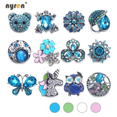 #ad 6pcs lot 18mm Snap Button Metal Rhinestone Charms Multi Color For Snap Jewelry