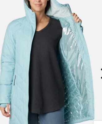 #ad Womens Columbia Heavenly Long Hooded Jacket Sz Large. Aqua Haze