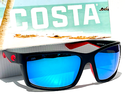 #ad Costa Del Mar REEFTON 197 Race Black POLARIZED Blue 580G GLASS Sunglass 9007 25