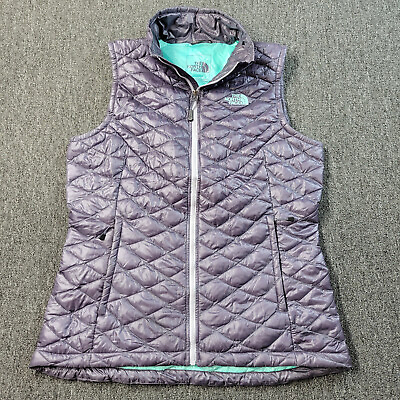 #ad The North Face Puffer Vest Womens M Purple Teal Full Zip Thermoball Zip Pockets $39.99