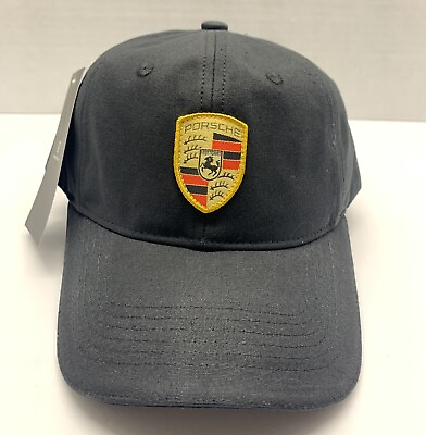 #ad BRAND NEW Officially LICENSED PORSCHE Black Crest Logo Cap Hat WITH TAGS