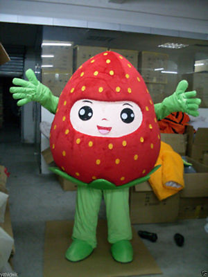 #ad Advertising Fruit strawberry Mascot Costume suits Adults Size Fancy Dress hot