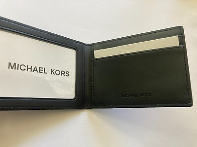 #ad Michael Kors Leather Mini Wallet Dark Blue cardholder Brand New cards and ID