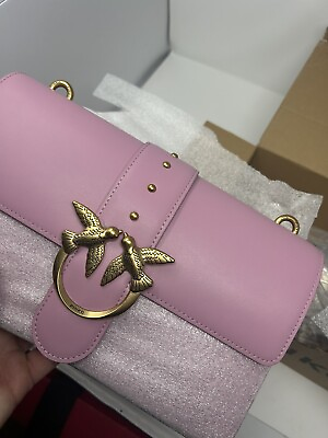#ad PINKO Chain Shoulder Bag Love Classic Icon Leather Pink New In Original Box