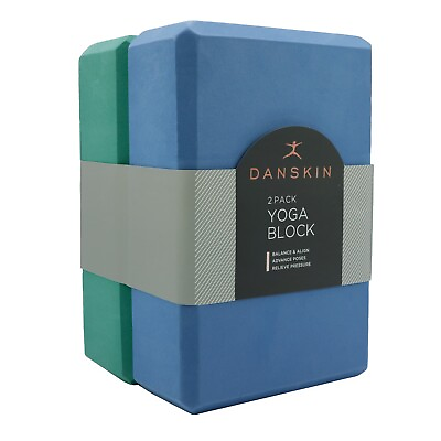 #ad Danskin 2 Pack 9x6 Inch Yoga Blocks Set Blue and Green Workout and Pilates
