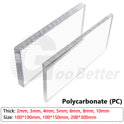 #ad Clear Polycarbonate PC Sheet Solid Plastic Plate Greenhouse Panels 2 10mm Thick