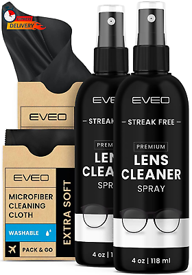 #ad Eyeglass Cleaner Spray Streak Free Microfiber Cloth Cleaning Kit Lens 4Oz X 2Pk