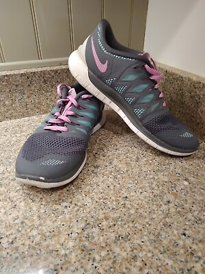 #ad Womens Nike Free 5.0 Gray purple teal Running Shoes sz 9.5