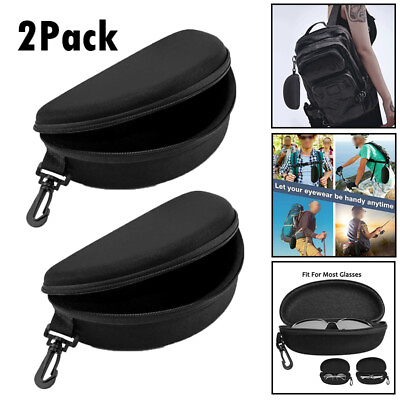 #ad 2 Pack Eye Glasses Case Box Sunglasses Protector Hard Zipper Belt Clip Portable