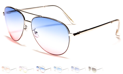 #ad Air Force Aviator Metal Wire Rim Gradient Lens Ocean Colors Unisex Sunglasses