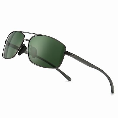 #ad Ultra Lightweight Rectangular Polarized Sunglasses UV400 Protection Gunmetal...